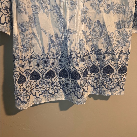 Soft Surroundings Cotton Nimes Floral Eyelet Tunic - Picture 5 of 16